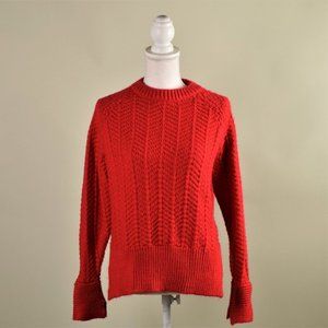 H&M Chunky Red Cable Knit Crew-Neck Sweater